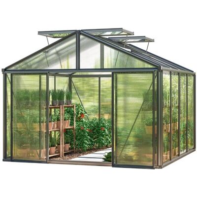 GFP Anthracite Grey 3.11x3.11m Greenhouse - Weatherproof, Aluminum GFP Anthracite Grey 3.11x3.11m Greenhouse - Weatherproof, Aluminum