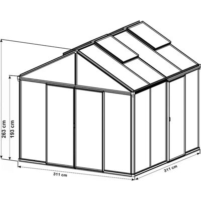 GFP Greenhouse Model 00251 - Weatherproof Polycarbonate 3.11x3.11m GFP Greenhouse Model 00251 - Weatherproof Polycarbonate 3.11x3.11m