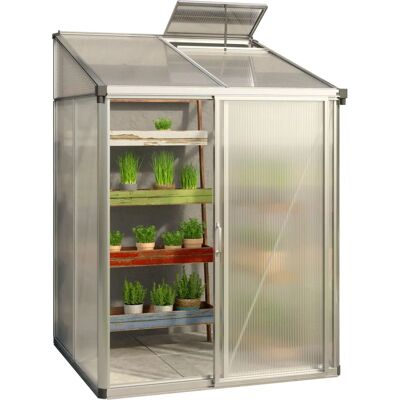 GFP 1.51x1.47m Lean-to Greenhouse - Polycarbonate Panels 10mm - Aluminium GFP 1.51x1.47m Lean-to Greenhouse - Polycarbonate Panels 10mm - Aluminium