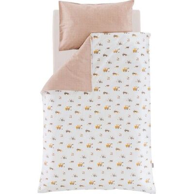 Funda de cama infantil TRÄUMELAND - Satin de algodón, Motivos animales coloridos Funda de cama infantil TRÄUMELAND - Satin de algodón, Motivos animales coloridos