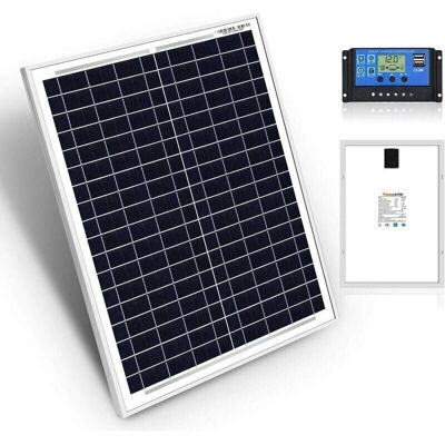 Panel solar KZQ 20W 12V con controlador - Uso exterior Panel solar KZQ 20W 12V con controlador - Uso exterior