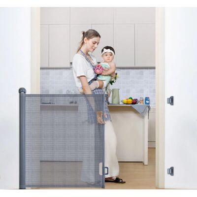 INSMA Puerta de Seguridad - 84 x 140 cm Máx. - Extensible, A prueba de niños, Gris INSMA Puerta de Seguridad - 84 x 140 cm Máx. - Extensible, A prueba de niños, Gris