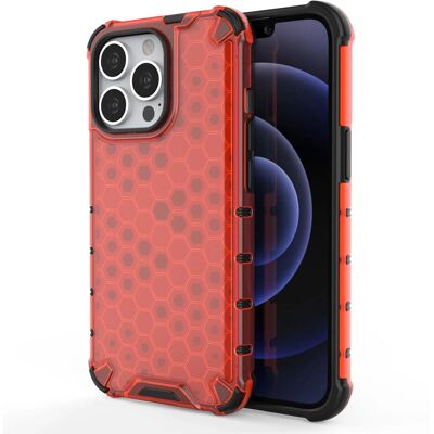 Coque Honeycomb Rouge pour iPhone 13 Pro - Résistante et Élégante - Publicité Coque Honeycomb Rouge pour iPhone 13 Pro - Résistante et Élégante - Publicité