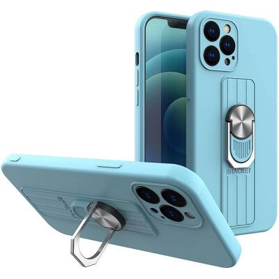 Hurtel Lyseblå iPhone 11 Pro Silikonecover med Fingerholder & Stander - Mobilcover Hurtel Lyseblå iPhone 11 Pro Silikonecover med Fingerholder & Stander - Mobilcover