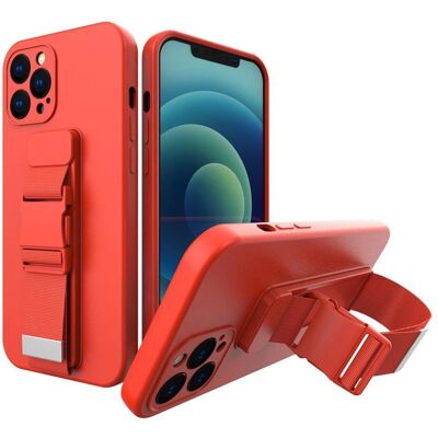 Coque Gel Rouge avec Lanyard - Étui Téléphone - Publicité Coque Gel Rouge avec Lanyard - Étui Téléphone - Publicité