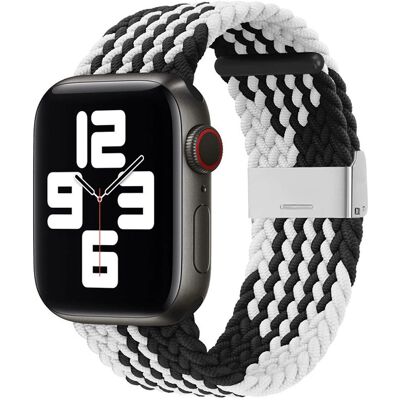 Hurtel Schwarzes & Weißes Stoffarmband für Apple Watch 8 / 7 / 6 / Se / 5 / 4 / 3 / 2 (41/40/38mm) Geflochtenes Stoffarmband Hurtel Schwarzes & Weißes Stoffarmband für Apple Watch 8 / 7 / 6 / Se / 5 / 4 / 3 / 2 (41/40/38mm) Geflochtenes Stoffarmband