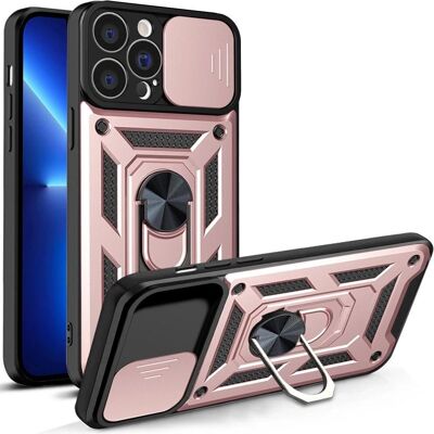 Coque hybride Hurtel rose pour iPhone 13 Pro avec protection de caméra - Publicité Coque hybride Hurtel rose pour iPhone 13 Pro avec protection de caméra - Publicité
