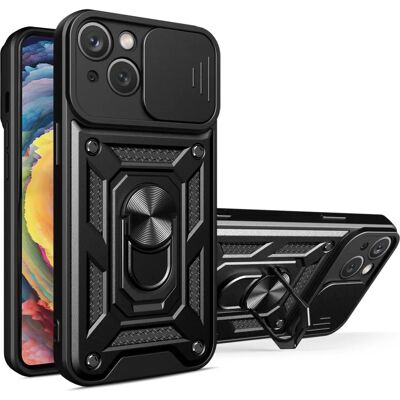 Hurtel Musta iPhone 15 Plus Armor Kotelo standilla ja kameran suojalla Hurtel Musta iPhone 15 Plus Armor Kotelo standilla ja kameran suojalla