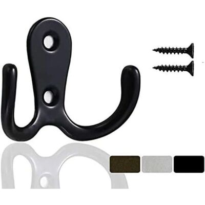 Moderne sorte dobbel vægkroge - 10 stk Moderne sorte dobbel vægkroge - 10 stk