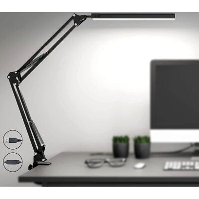 Linghhang - Lámpara de escritorio LED - Negra - Clip - Lámpara de escritorio Linghhang - Lámpara de escritorio LED - Negra - Clip - Lámpara de escritorio