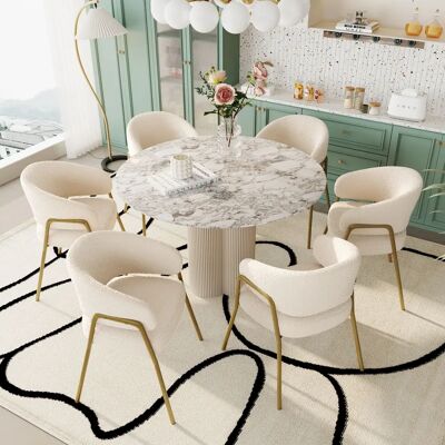 REDOM - DiningChair - blanco - velour de cordero - Dining Chair REDOM - DiningChair - blanco - velour de cordero - Dining Chair