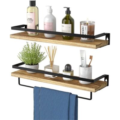 Csparkv - Rustic Wall Shelf 38 cm - Removable Towel Rail Csparkv - Rustic Wall Shelf 38 cm - Removable Towel Rail