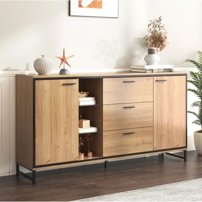 WISHDOR - Armario LED de Madera - Negro - Bicolor WISHDOR - Armario LED de Madera - Negro - Bicolor
