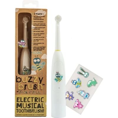 Elektroniczna szczoteczka do zębów dla dzieci Jack N’ Jill Buzzy - Muzyczna, Recylkowana, Miękkie włosie Elektroniczna szczoteczka do zębów dla dzieci Jack N’ Jill Buzzy - Muzyczna, Recylkowana, Miękkie włosie