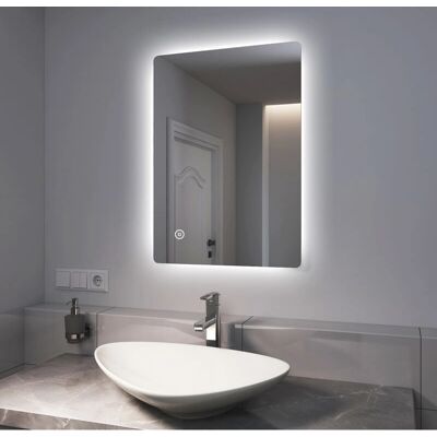 Specchio bagno LED retroilluminato con interruttore tattile e funzione antigelo - Specchio Emke Specchio bagno LED retroilluminato con interruttore tattile e funzione antigelo - Specchio Emke