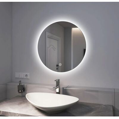 Specchio da bagno LED rotondo Emke - Tattile, 60cm, Bianco Specchio da bagno LED rotondo Emke - Tattile, 60cm, Bianco