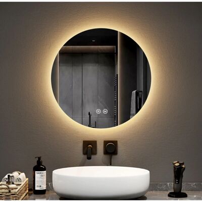 Espejo de baño LED redondo Emke - 50cm, táctil, memoria, IP Espejo de baño LED redondo Emke - 50cm, táctil, memoria, IP