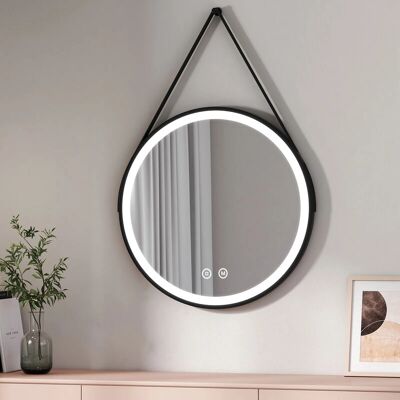 Espejo de baño LED con marco negro de 70cm - Brillo ajustable Espejo de baño LED con marco negro de 70cm - Brillo ajustable