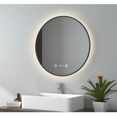 Espejo de baño LED negro de 60cm Emke con interruptor táctil - Espejo de baño Espejo de baño LED negro de 60cm Emke con interruptor táctil - Espejo de baño