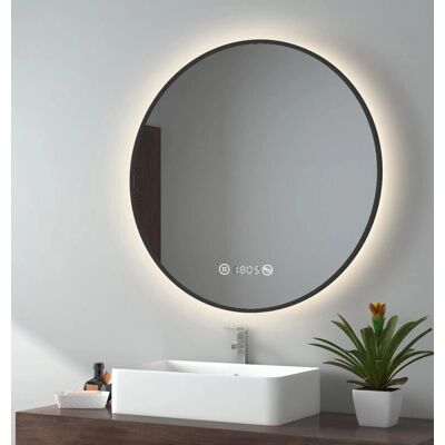 Espejo de baño LED negro de 80cm Emke - Táctil, Antivaho, Regulable Espejo de baño LED negro de 80cm Emke - Táctil, Antivaho, Regulable