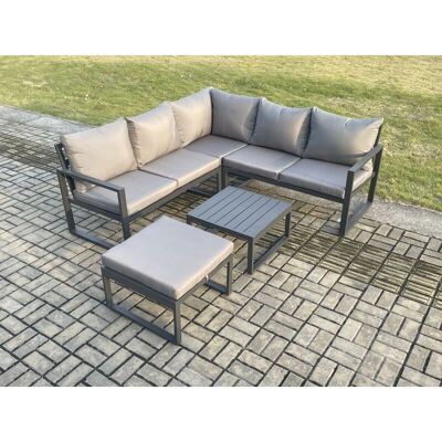 Fimous - Outdoor Garden Furniture Set Aluminium Lounge Sofa Square Coffee Table - Dark Grey - Outdoor furniture set Fimous - Outdoor Garden Furniture Set Aluminium Lounge Sofa Square Coffee Table - Dark Grey - Outdoor furniture set