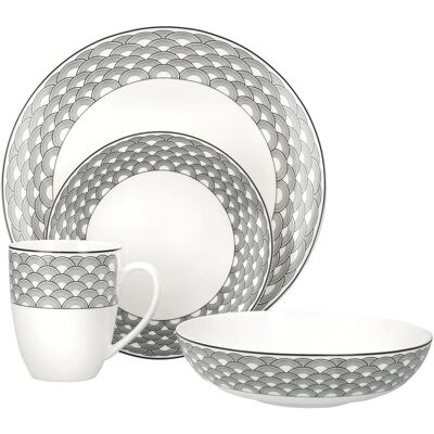 Maxwell & Williams Harlequin Coupe 16 Piece White & Black Dinner Set - Dinner Set Maxwell & Williams Harlequin Coupe 16 Piece White & Black Dinner Set - Dinner Set