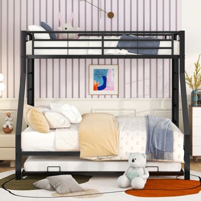 HAUSS SPOLE - Letti a castello metalo 90/140x200 - Negro - 1 cama extraíble 90x190 - Literas HAUSS SPOLE - Letti a castello metalo 90/140x200 - Negro - 1 cama extraíble 90x190 - Literas