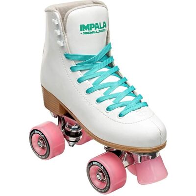 Patins Quad Impala Blancs - Facile pour débutants - Publicité Patins Quad Impala Blancs - Facile pour débutants - Publicité