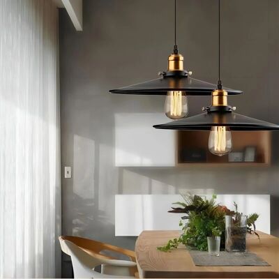 Lampada Pendante Retrò H & H - Stile Industriale, Regolabile, E27, Nera Lampada Pendante Retrò H & H - Stile Industriale, Regolabile, E27, Nera
