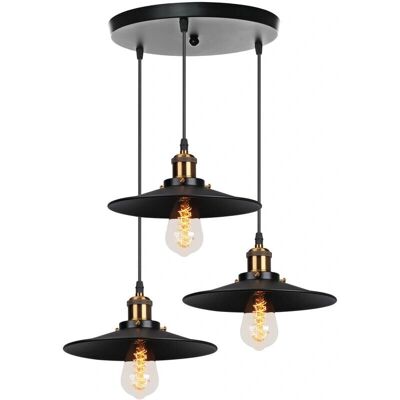 AXHUP Vintage Pendant Light - Ø22cm, 3 Bulbs, Industrial Style AXHUP Vintage Pendant Light - Ø22cm, 3 Bulbs, Industrial Style