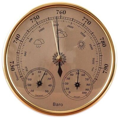 GOTRAYS Barometro 3in1 - Gold - Wall-mounted - Indoor/Outdoor - Weather Station GOTRAYS Barometro 3in1 - Gold - Wall-mounted - Indoor/Outdoor - Weather Station