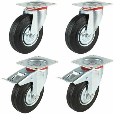 GOTRAYS - Homfa 4 piezas ruedas de transporte - 125 mm diámetro - freno pedal - Ruedas GOTRAYS - Homfa 4 piezas ruedas de transporte - 125 mm diámetro - freno pedal - Ruedas