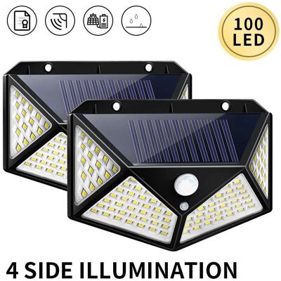 GOTRAYS - 100 LED Solar Wall Light - Sensor de movimiento 270° GOTRAYS - 100 LED Solar Wall Light - Sensor de movimiento 270°