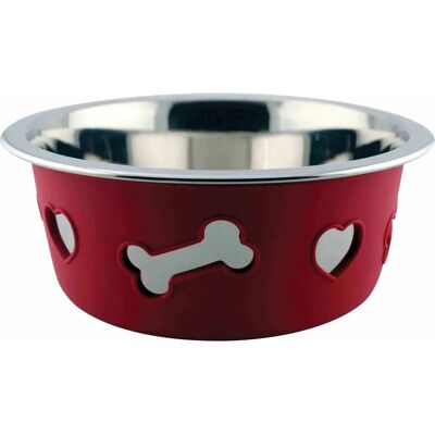 Weatherbeeta Rutschfeste Edelstahl Silikon Knochen Hundeschüssel - Himbeere - 21cm Weatherbeeta Rutschfeste Edelstahl Silikon Knochen Hundeschüssel - Himbeere - 21cm