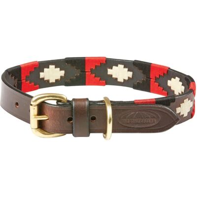 WeatherBeeta Polo Hundhalsband - Cowdry Braun/Schwarz/Rot/Weiß - Medium WeatherBeeta Polo Hundhalsband - Cowdry Braun/Schwarz/Rot/Weiß - Medium