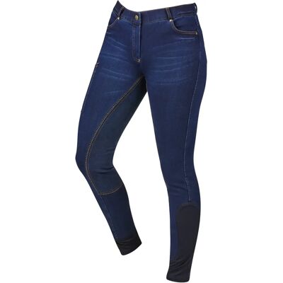 Dublin Shona Vollleder-Sitz Denim Damen Reithosen - Blau Denim/Navy - Größe 10 Dublin Shona Vollleder-Sitz Denim Damen Reithosen - Blau Denim/Navy - Größe 10