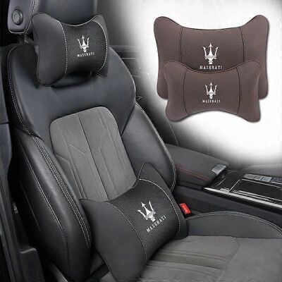 Maserati Car Headrest - Memory Foam Lumbar Cushion - Black Maserati Car Headrest - Memory Foam Lumbar Cushion - Black