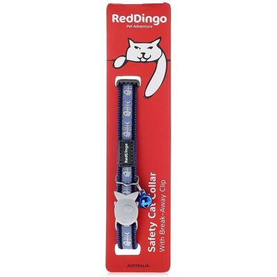 Red Dingo mörkblå katthalsband med fiskbenmönster och justerbar längd Red Dingo mörkblå katthalsband med fiskbenmönster och justerbar längd