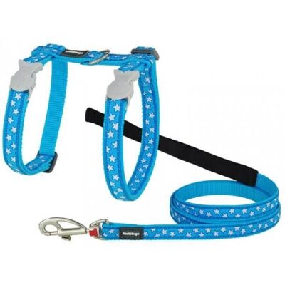 Harnais pour Chat Étoile Blanche Turquoise Red Dingo - Réglable, Laisse 1,2 m - Publicité Harnais pour Chat Étoile Blanche Turquoise Red Dingo - Réglable, Laisse 1,2 m - Publicité