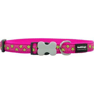 Red Dingo Étoile Vert Lime sur Rose Chaud - Collier pour Chien - Publicité Red Dingo Étoile Vert Lime sur Rose Chaud - Collier pour Chien - Publicité
