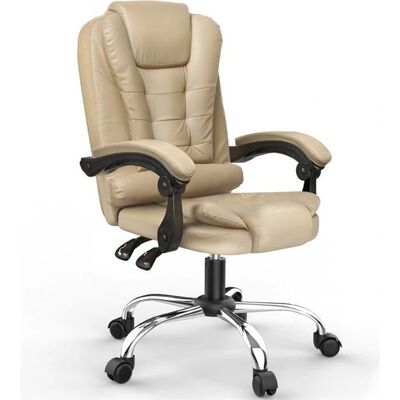 Bigzzia - Chaise ergonomique simili cuir - marron - roues 360° - dossier haut - Chaise de bureau - Publicité Bigzzia - Chaise ergonomique simili cuir - marron - roues 360° - dossier haut - Chaise de bureau - Publicité