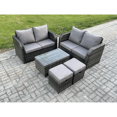 Fimous - Rattan Gartenset - Dunkelgrau - Couchtisch - Set Fimous - Rattan Gartenset - Dunkelgrau - Couchtisch - Set