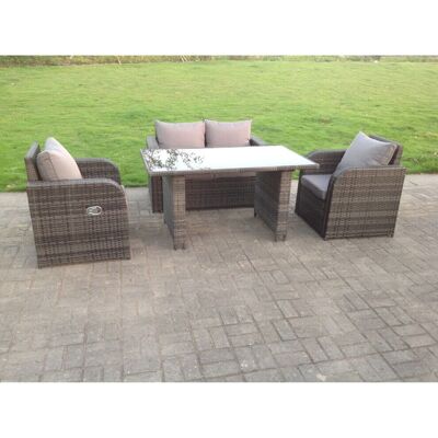 Fimous Gartentisch-Set - Höhenverstellbarer Tisch, Sofa, Stühle - 7 Plätze Fimous Gartentisch-Set - Höhenverstellbarer Tisch, Sofa, Stühle - 7 Plätze