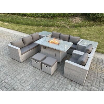 Fimous Hoch Rücken Dunkel Grau Rattan Ecksofa - Gartenmöbel 6-Sitzer Fimous Hoch Rücken Dunkel Grau Rattan Ecksofa - Gartenmöbel 6-Sitzer