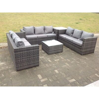 Fimous 9-Sitzer U-Form Rattan Gartenmöbel-Set - Außenmöbel Fimous 9-Sitzer U-Form Rattan Gartenmöbel-Set - Außenmöbel