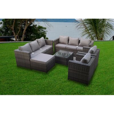 Fimous 8-Sitzer Graues Rattan-Gartenmöbel-Set Fimous 8-Sitzer Graues Rattan-Gartenmöbel-Set