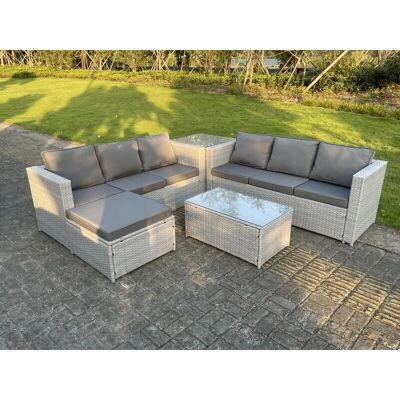 Fimous Hellgraues Outdoor Rattan Gartenmöbel-Set - Lounge Sofas & Tische Fimous Hellgraues Outdoor Rattan Gartenmöbel-Set - Lounge Sofas & Tische
