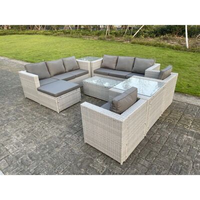 Famous Outdoor PE Rattan Gartentisch Set 9 Sitze Famous Outdoor PE Rattan Gartentisch Set 9 Sitze