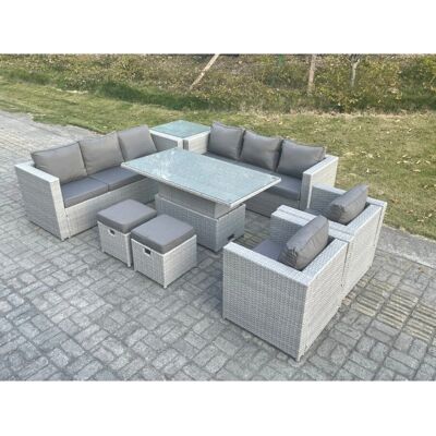 Fimous Rattan Gartenset - Höhenverstellbarer Tisch Sofa Stühle Fimous Rattan Gartenset - Höhenverstellbarer Tisch Sofa Stühle