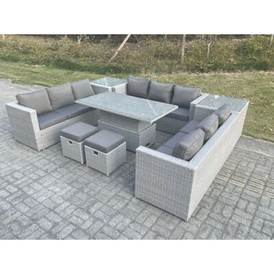 Fimous 8-Piece Outdoor Rattan Set - Hellgrau - Rotin PE Fimous 8-Piece Outdoor Rattan Set - Hellgrau - Rotin PE